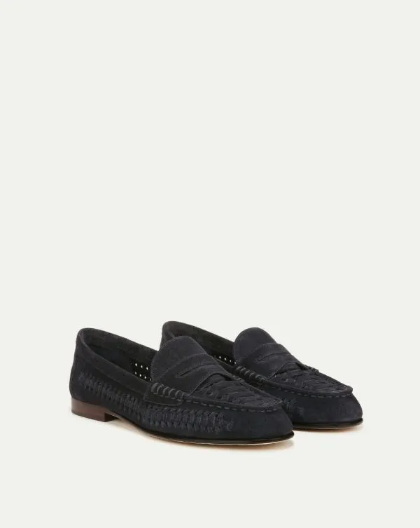 Penny Woven Suede Loafer Indigo Blue Women Veronica Beard Shoes Penny Woven Suede Loafer Indigo Blue Women Veronica Beard Shoes