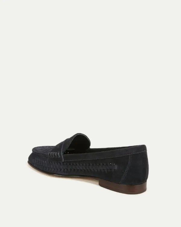 Penny Woven Suede Loafer Indigo Blue Women Veronica Beard Shoes Penny Woven Suede Loafer Indigo Blue Women Veronica Beard Shoes