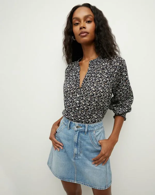 Pienza Floral Top Navy Multi Women Veronica Beard Tops