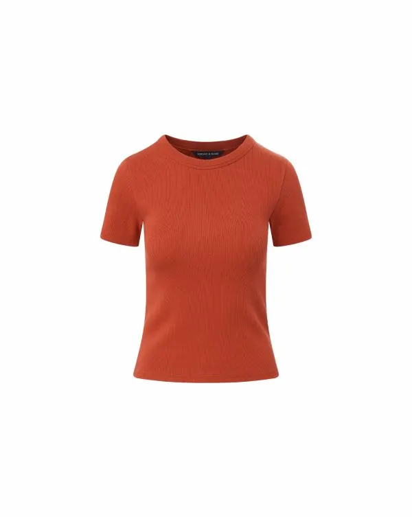 Pruitt Ribbed Tee Brick Red Women Veronica Beard Tops