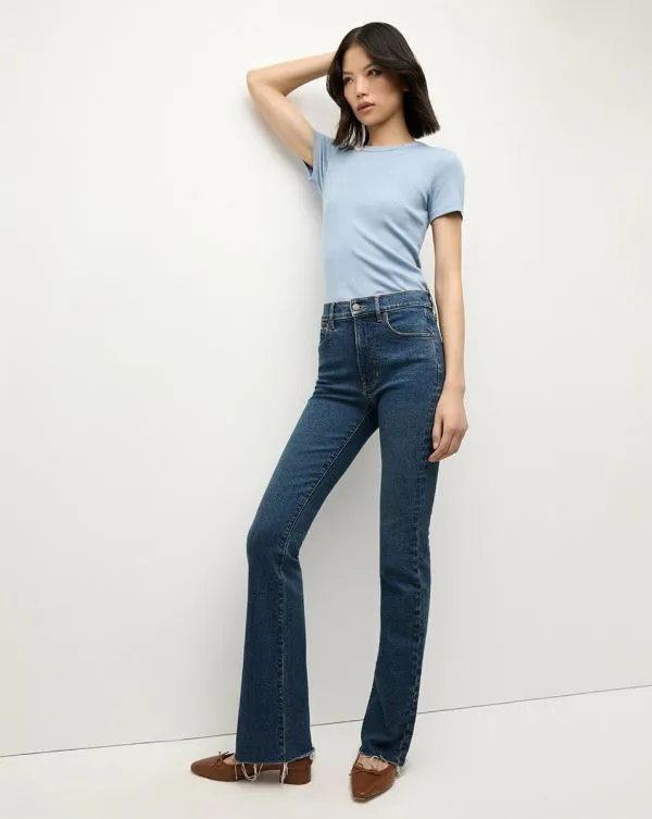 Pruitt Ribbed Tee Smoke Blue Women Veronica Beard Tops Pruitt Ribbed Tee Smoke Blue Women Veronica Beard Tops