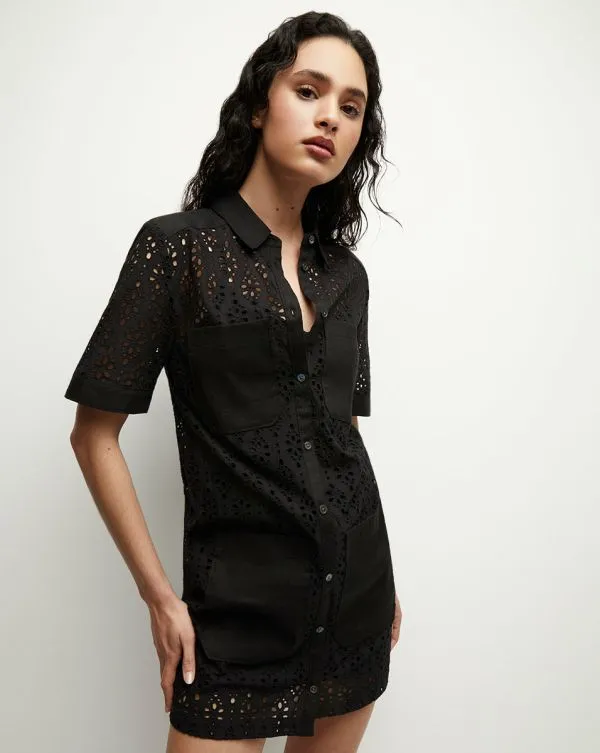 Rafaela Cotton Eyelet Shirtdress Black Women Veronica Beard Dresses