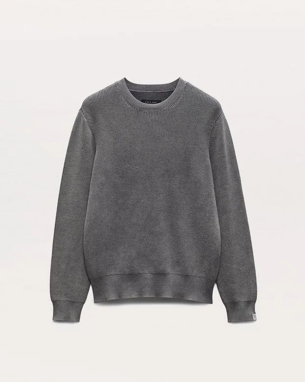 rag and bone AcidWash CottonBlend Crewneck Sweater Heron BlueInk Blue Men Pants