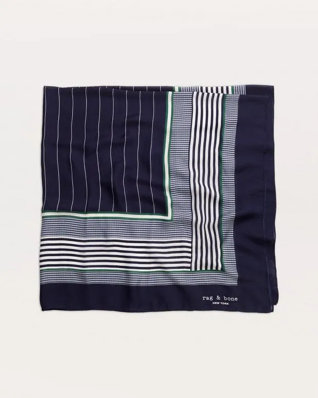 rag and bone Belts Women Striped ModalSilk Scarf Navy