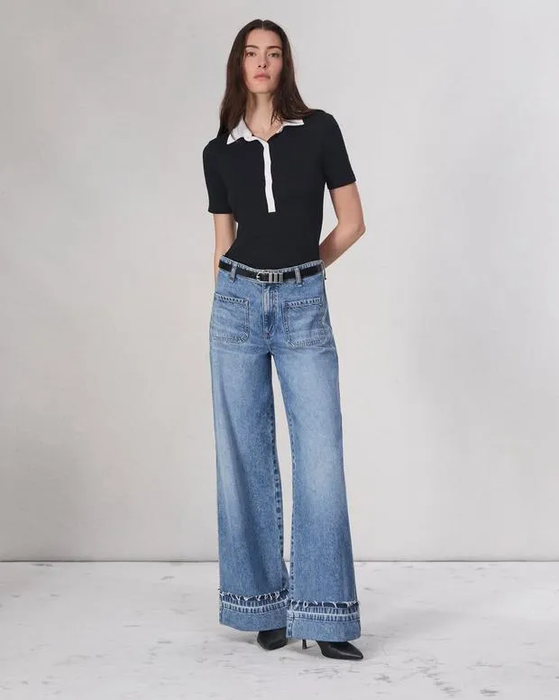 rag and bone Shirts and Tops Women The Knit Button Top Black
