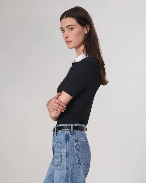 rag and bone Shirts and Tops Women The Knit Button Top Black