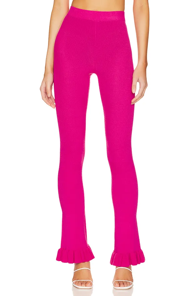 Razi Ruffle Knit Pant Hot Pink Women Lovers and Friends Pants