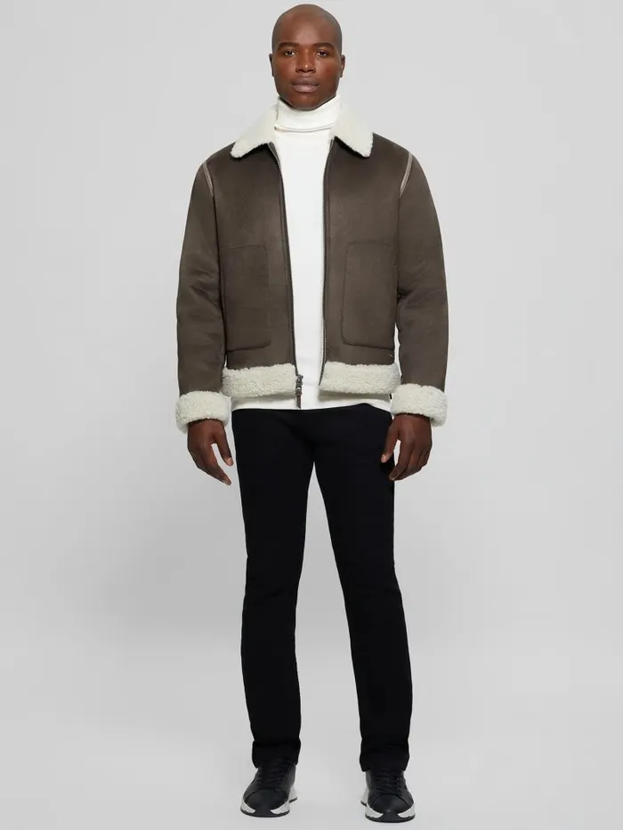 Redford Bonded Sherpa Jacket Bittersweet Cocoa Men Jackets and Coats GUESS Redford Bonded Sherpa Jacket Bittersweet Cocoa Men Jackets and Coats GUESS