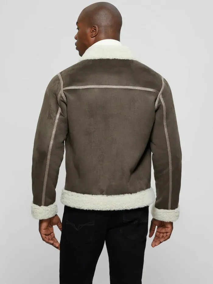 Redford Bonded Sherpa Jacket Bittersweet Cocoa Men Jackets and Coats GUESS Redford Bonded Sherpa Jacket Bittersweet Cocoa Men Jackets and Coats GUESS