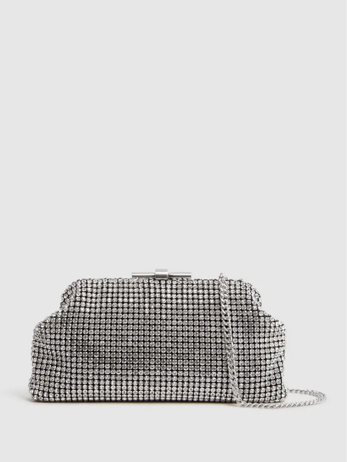 REISS Bags and Purses Women Embellished Clutch Bag Silver