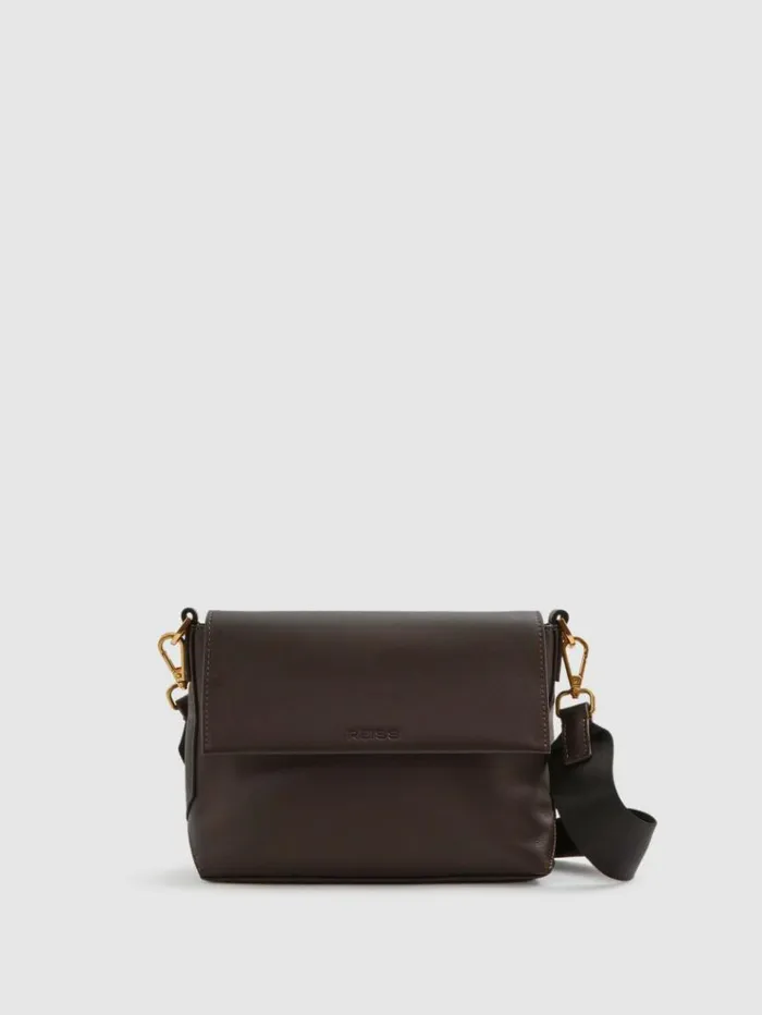 REISS Bags and Purses Women Leather Adjustable Strap CrossBody Bag Chocolate