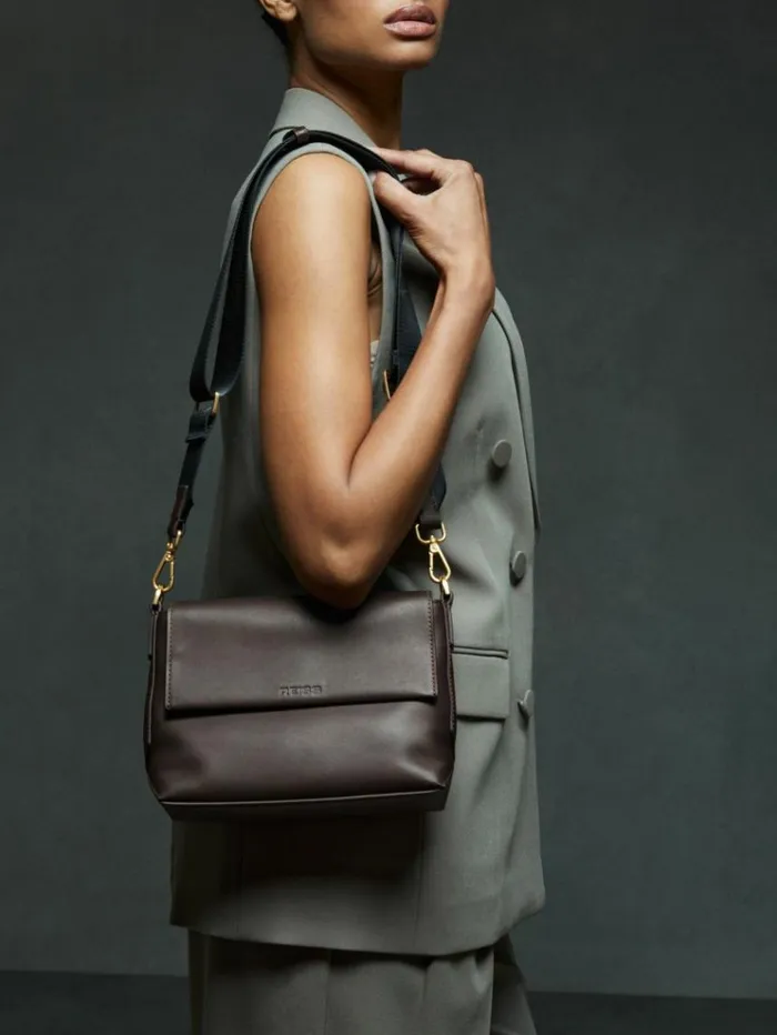REISS Bags and Purses Women Leather Adjustable Strap CrossBody Bag Chocolate