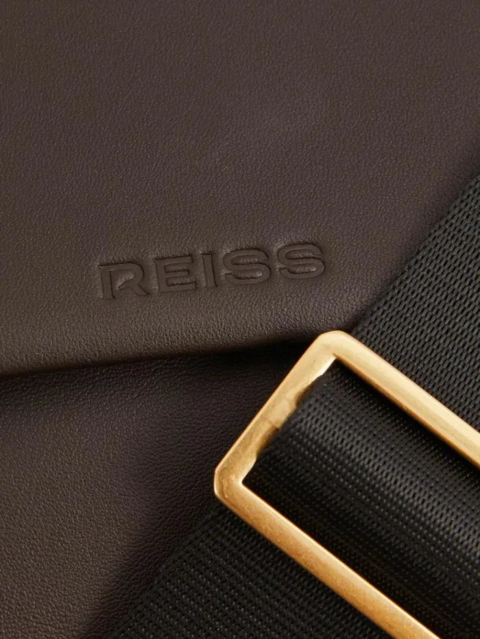 REISS Bags and Purses Women Leather Adjustable Strap CrossBody Bag Chocolate