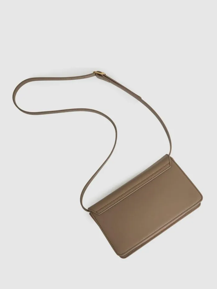 REISS Bags and Purses Women Leather Suede Chain Crossbody Bag Taupe