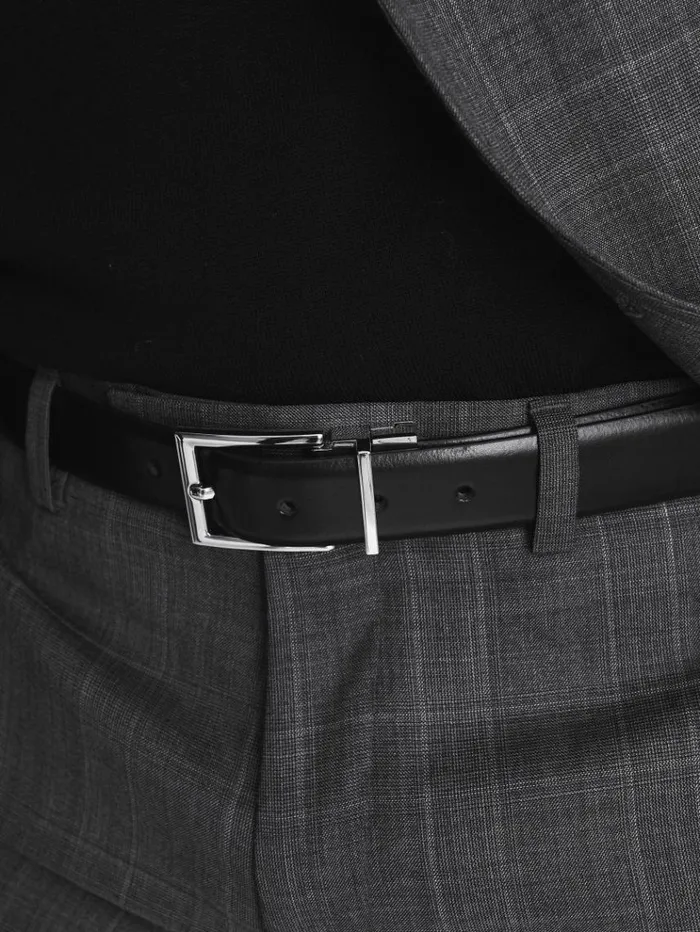 REISS Belts Men Reversible Leather Belt Blackbrown