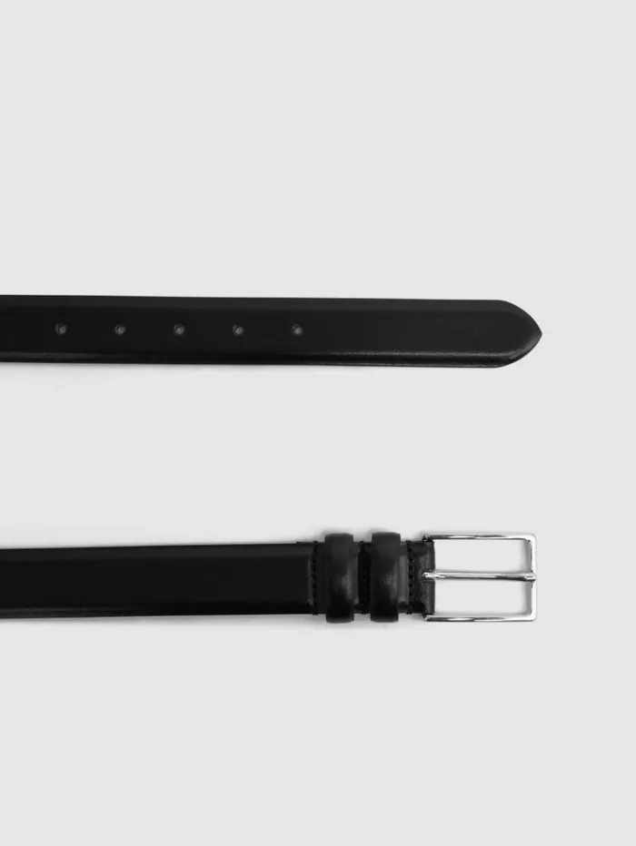 REISS Belts Men Smooth Leather Belt Black REISS Belts Men Smooth Leather Belt Black
