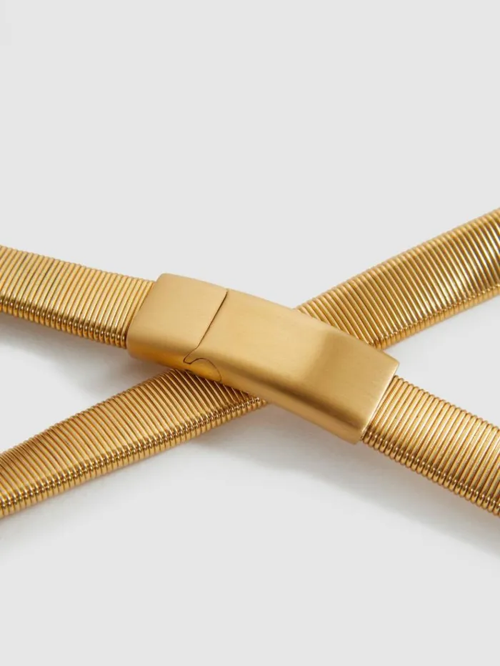 REISS Belts Women Elasticated Chain Belt Gold