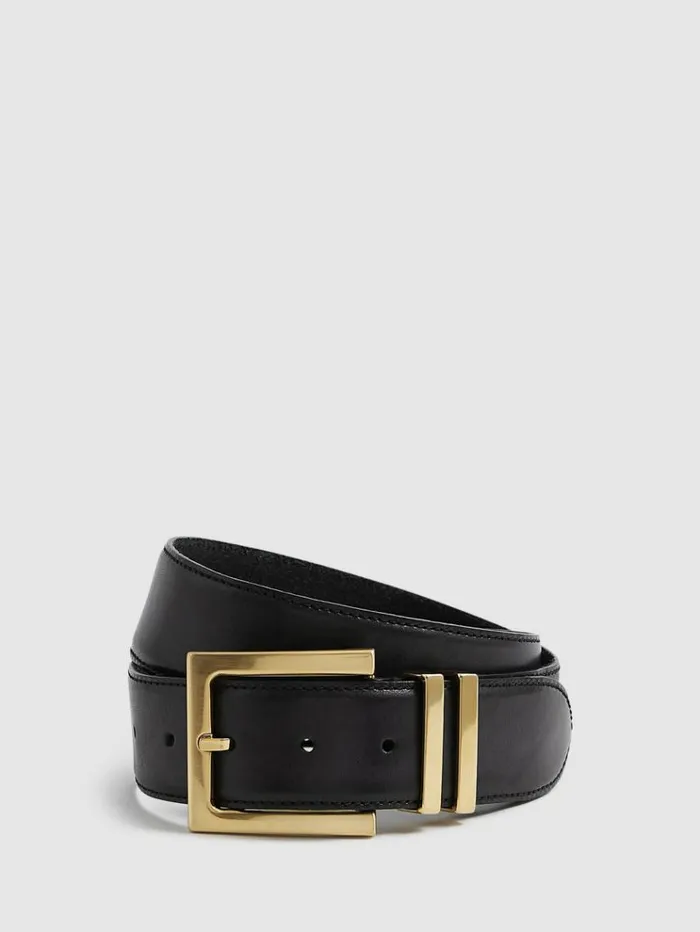 REISS Belts Women Leather Belt Black