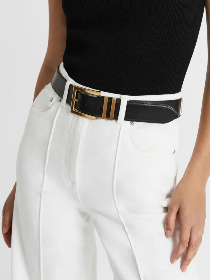 REISS Belts Women Leather Belt Black