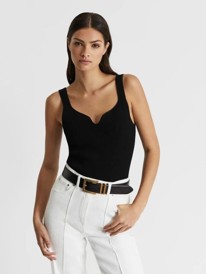 REISS Belts Women Leather Belt Black