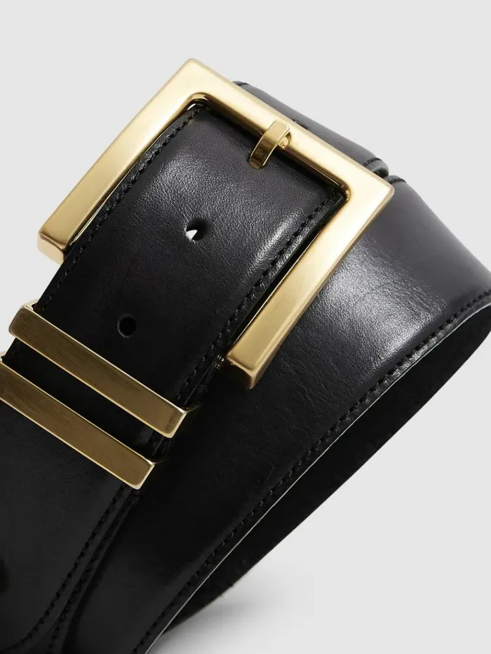 REISS Belts Women Leather Belt Black
