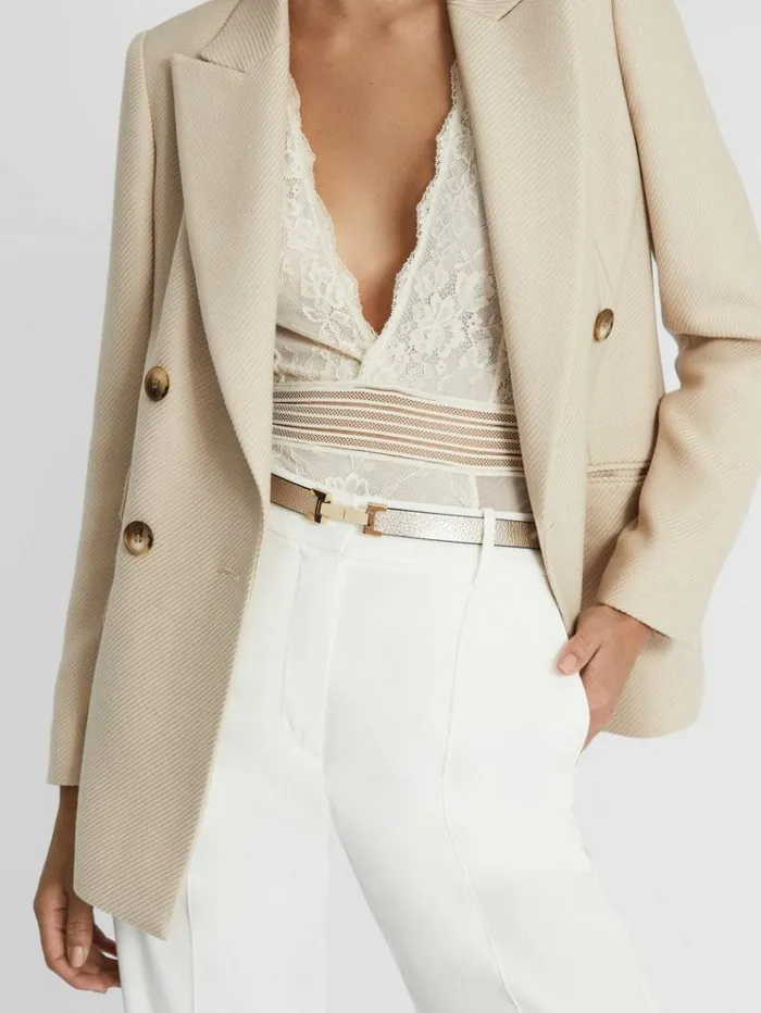 REISS Belts Women Leather Square Hinge Belt Gold