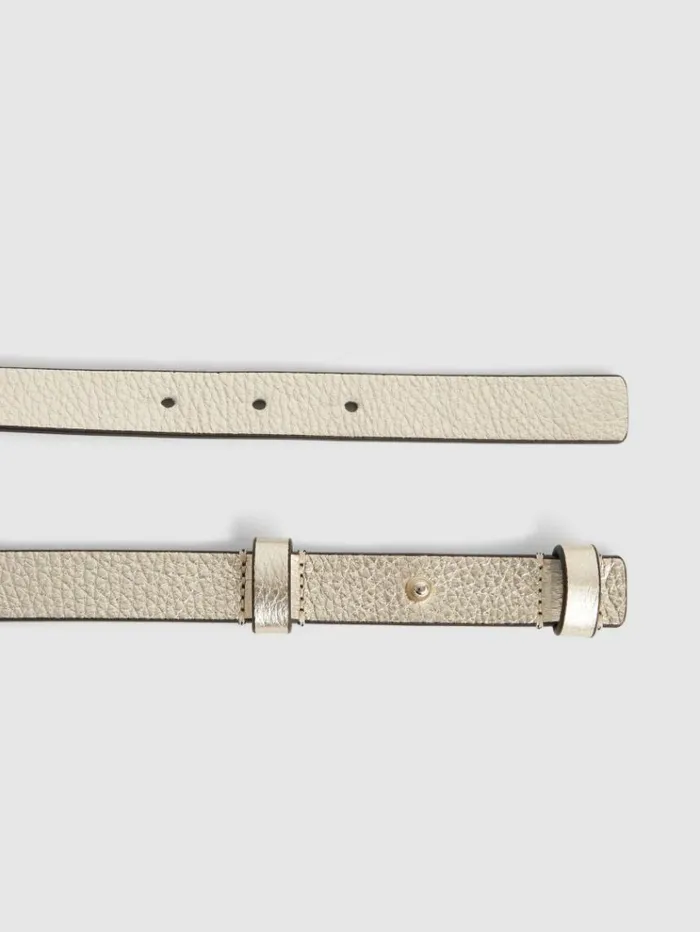 REISS Belts Women Leather Square Hinge Belt Gold