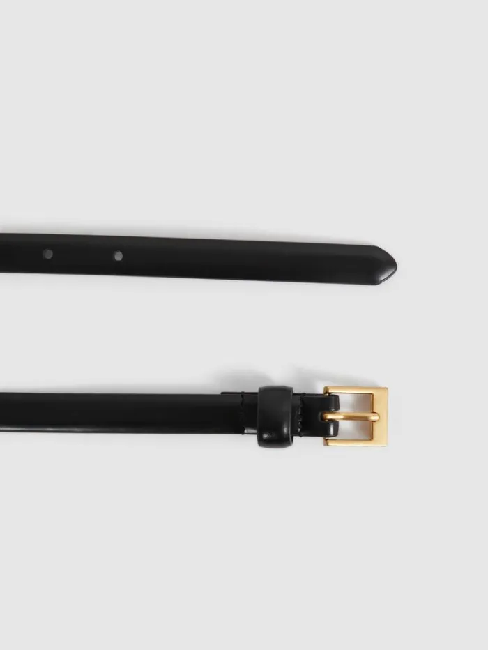 REISS Belts Women Thin Leather Belt Black