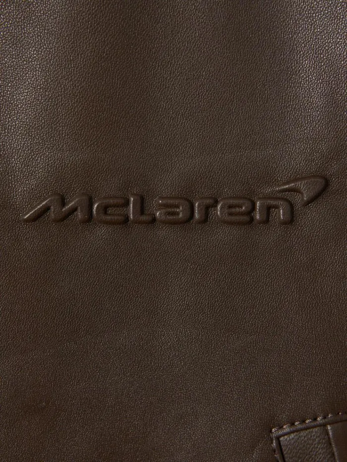 REISS Blazers and Jackets Women McLaren F1 Cropped Leather Bomber Jacket Chocolate