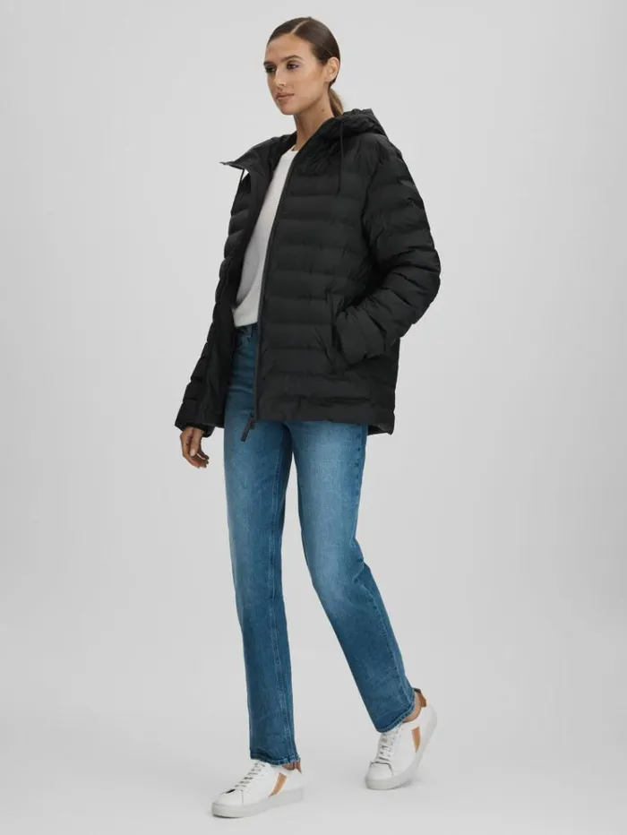 REISS Blazers and Jackets Women Rains Hooded Puffer Jacket Black