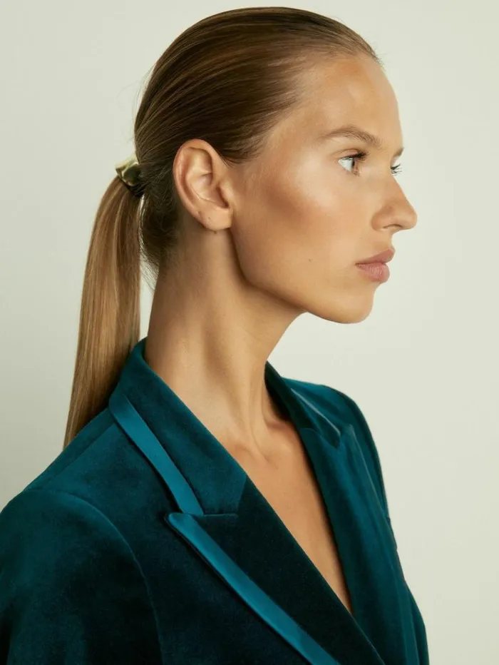REISS Blazers and Jackets Women Velvet Single Breasted Suit Blazer Teal