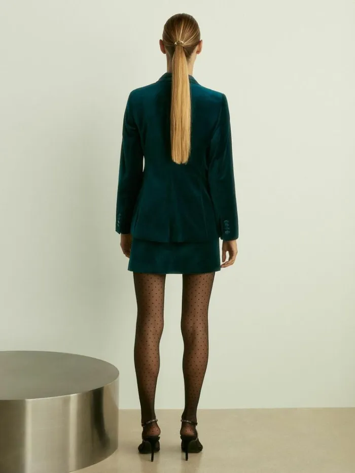 REISS Blazers and Jackets Women Velvet Single Breasted Suit Blazer Teal