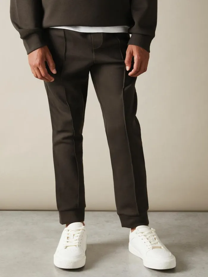 REISS CoOrds Children Interlock Jersey Drawstring Joggers Chocolate Brown