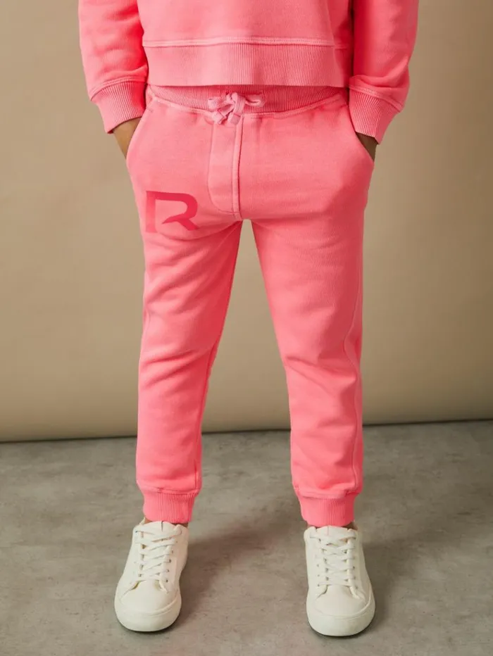 REISS CoOrds Children Oversized Logo Cotton Blend Drawstring Joggers Bright Pink