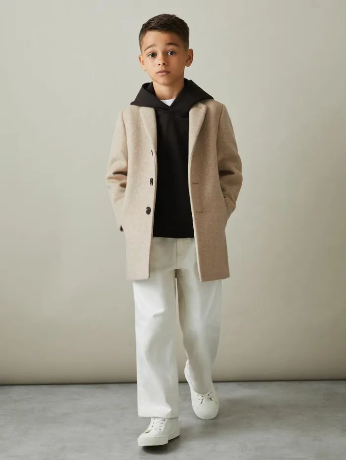 REISS Coats and Jackets Children Single Breasted Overcoat Oatmeal