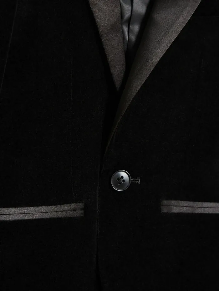 REISS Coats and Jackets Children Velvet Single Breasted Blazer Black