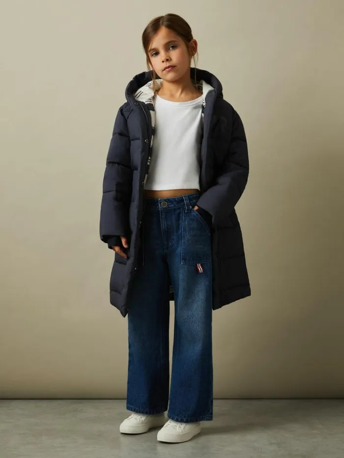 REISS Coats and Jackets Children Water Resistant Belted Puffer Coat Navy