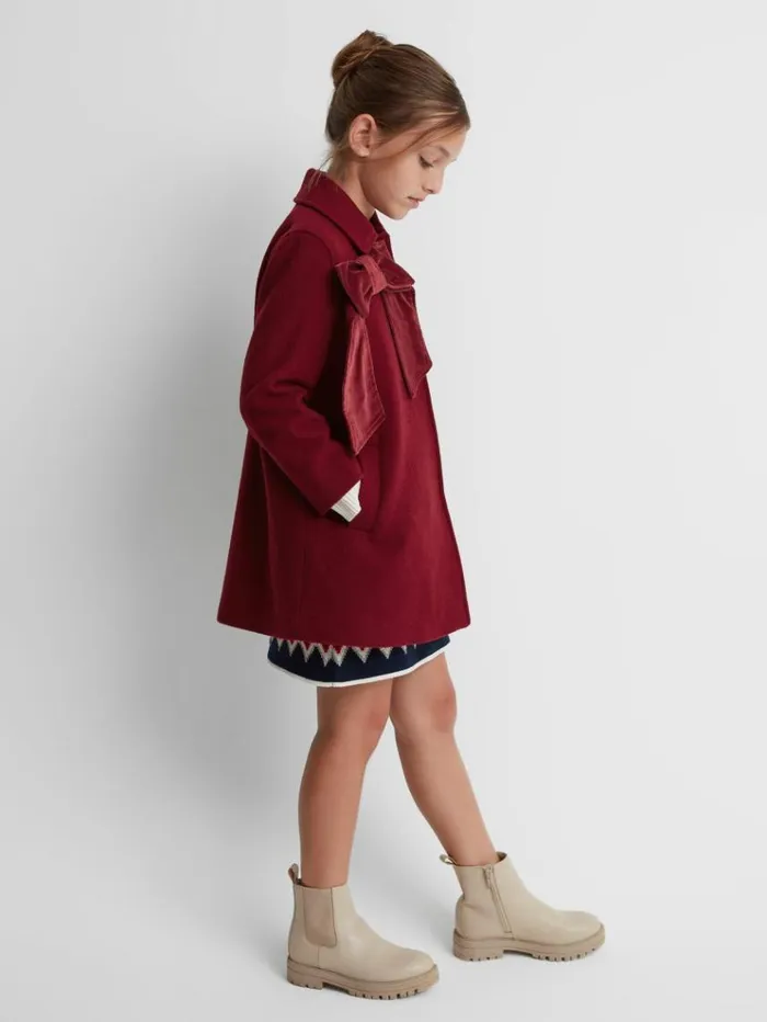 REISS Coats and Jackets Children Wool Blend Bow Coat Red
