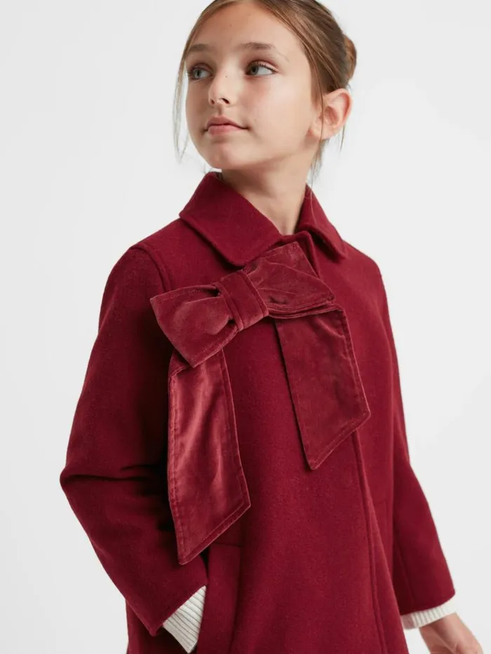 REISS Coats and Jackets Children Wool Blend Bow Coat Red