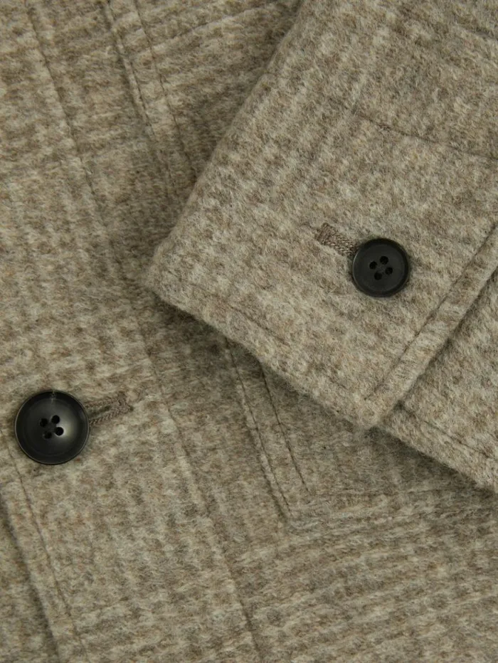 REISS Coats and Jackets Men Checked Brushed Workwear Jacket Oatmeal Check