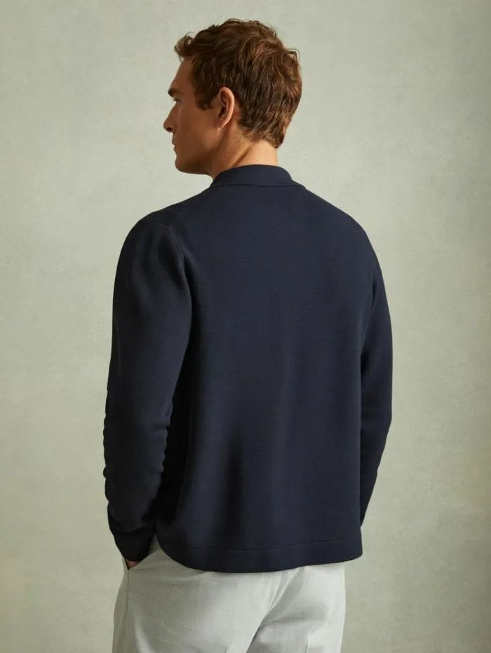 REISS Coats and Jackets Men Knitted ButtonThrough Jacket Navy