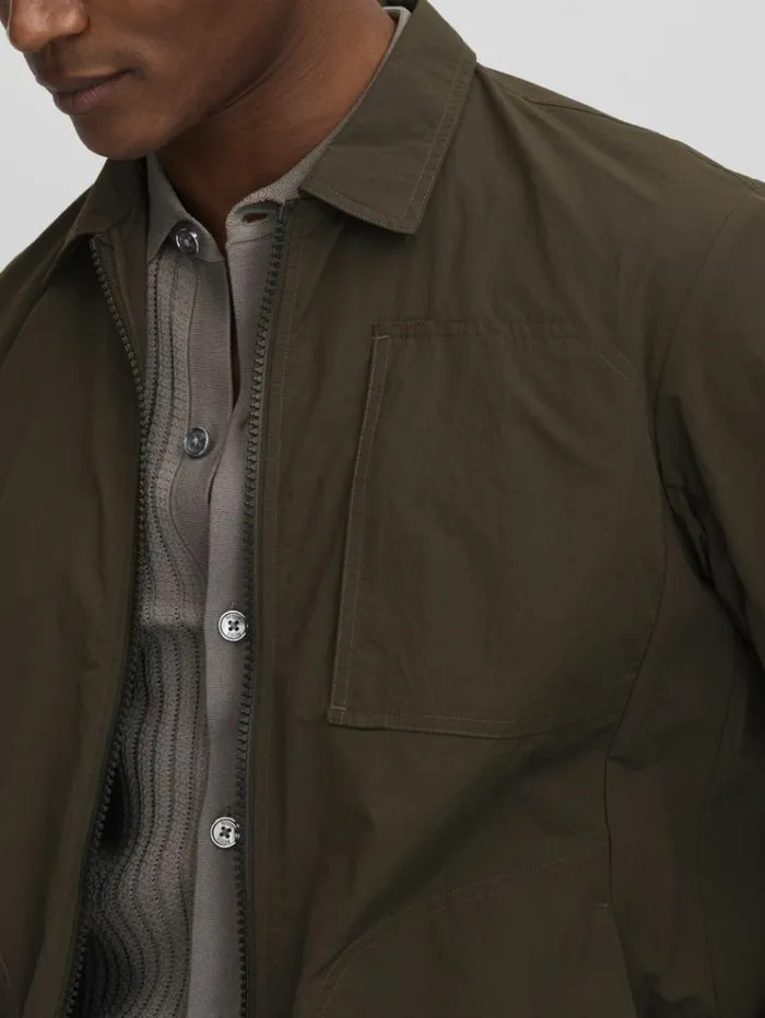 REISS Coats and Jackets Men Scandinavian Edition Lightweight Jacket Dark Olive