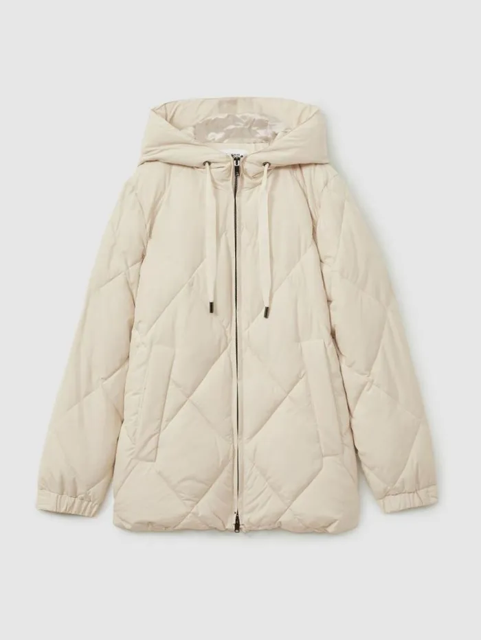 REISS Coats and Jackets Women Quilted Puffer Coat Cream