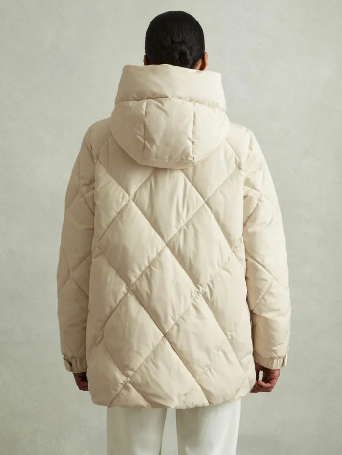 REISS Coats and Jackets Women Quilted Puffer Coat Cream
