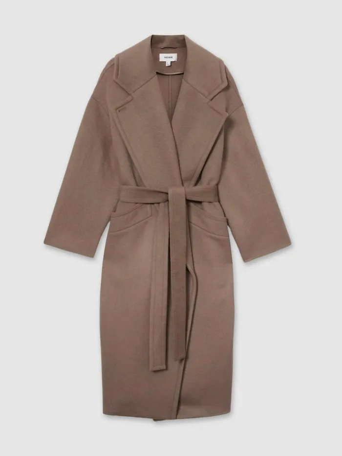REISS Coats and Jackets Women WoolBlend Blindseam Coat Mink Neutral