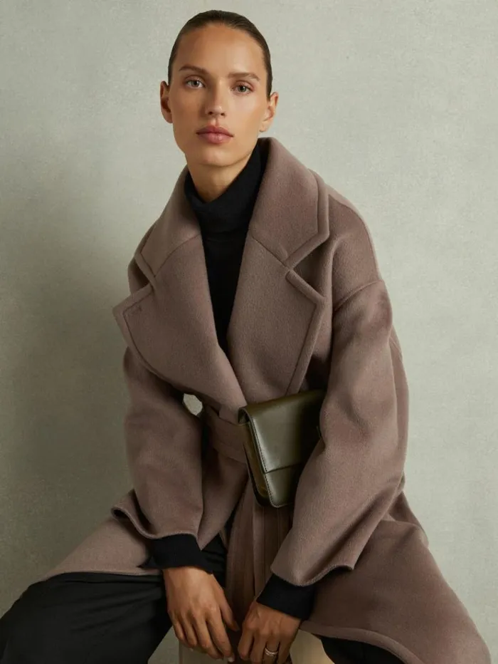 REISS Coats and Jackets Women WoolBlend Blindseam Coat Mink Neutral