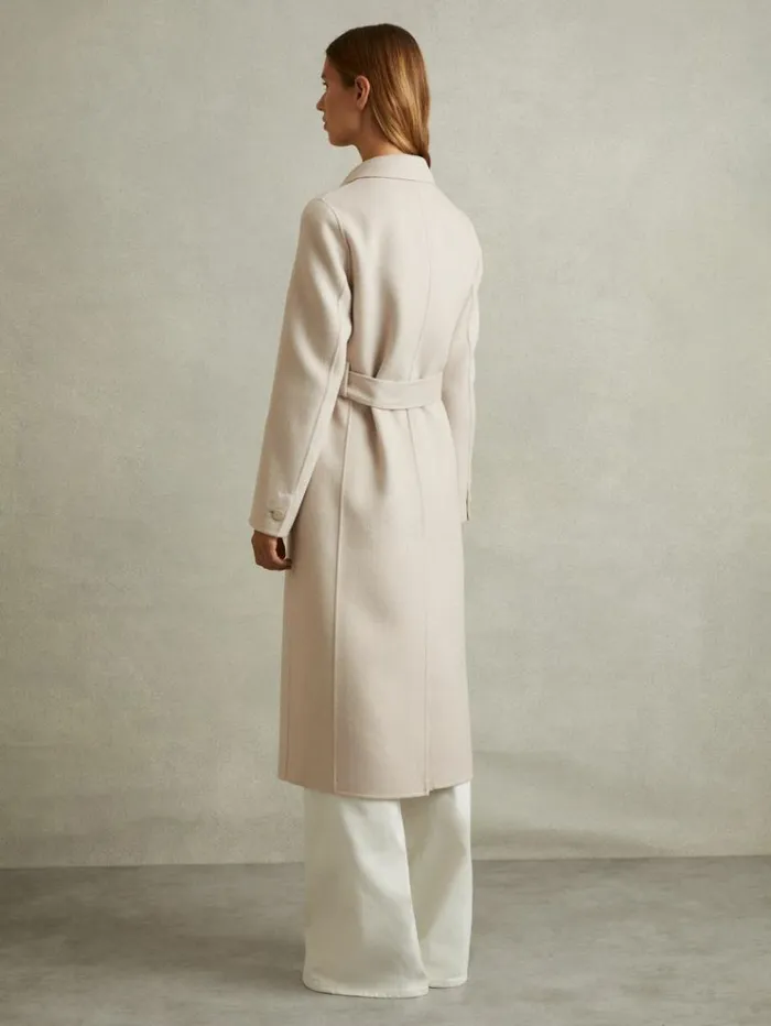 REISS Coats and Jackets Women Wool Blend Double Breasted Blindseam Coat Neutral