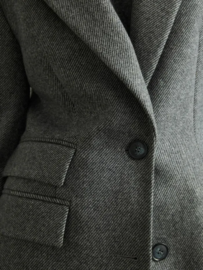 REISS Coats and Jackets Women Woolblend Serge Longline Coat Grey