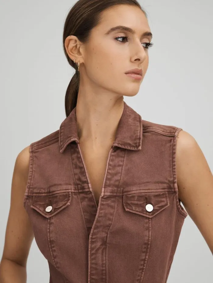 REISS Denim Women Paige Denim Mini Dress Vintage Brown