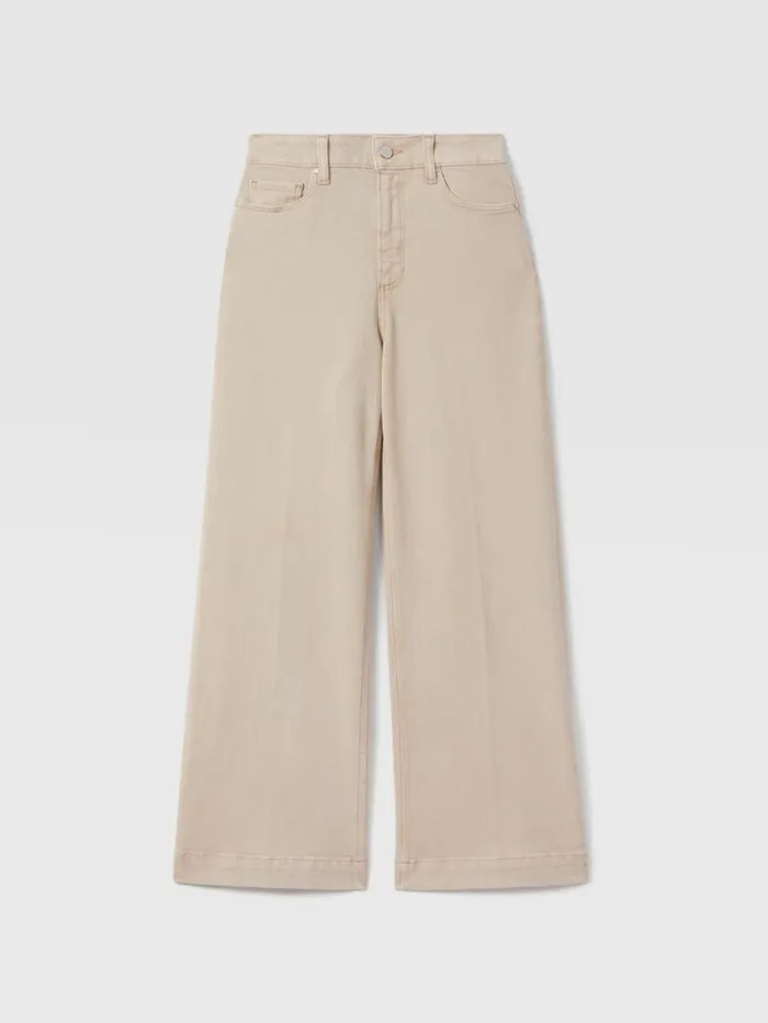REISS Denim Women Paige Flared Cropped Jeans Soft Sand